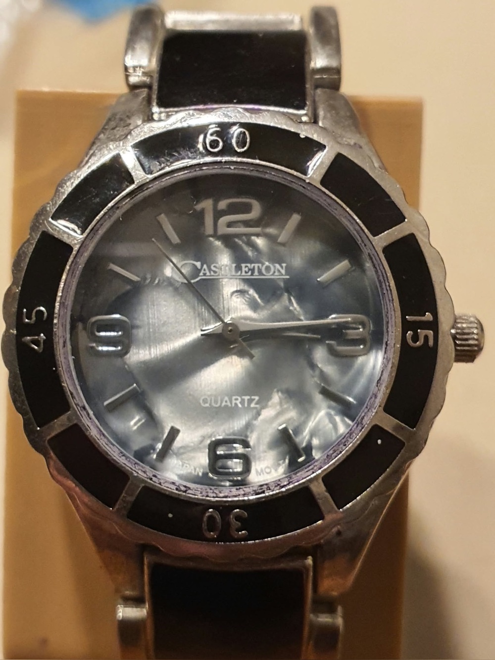 🦋10/$20🦋 Castleton Silver/Black/MOP Stainless Steel Women's Watch